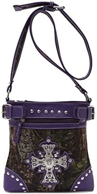 Kamuflaj Rhinestone Cross Pistol Buckle Western Crossbody El çantaları Cowgirl Country Dökme Çanta Kadınlar Tek Omuz