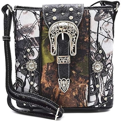 Kamuflaj Rhinestone Cross Pistol Buckle Western Crossbody El çantaları Cowgirl Country Dökme Çanta Kadınlar Tek Omuz