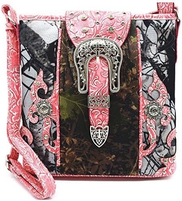 Kamuflaj Rhinestone Cross Pistol Buckle Western Crossbody El çantaları Cowgirl Country Dökme Çanta Kadınlar Tek Omuz
