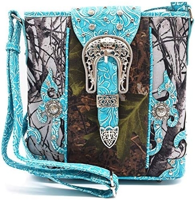 Kamuflaj Rhinestone Cross Pistol Buckle Western Crossbody El çantaları Cowgirl Country Dökme Çanta Kadınlar Tek Omuz