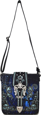 Kamuflaj Rhinestone Cross Pistol Buckle Western Crossbody El çantaları Cowgirl Country Dökme Çanta Kadınlar Tek Omuz