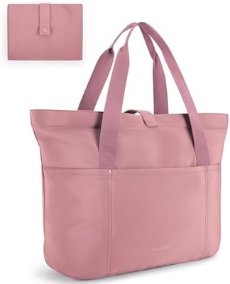 BAGSMART Kadınlar için Tote Çantası, Fermuarlı Katlanabilir Tote Çantası Yolculuk, İş için Büyük Omuz Çantası Üst Talip El Çantası
