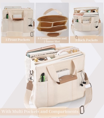 Kadınlar için çoklu cepli kanvas Tote Çanta Crossbody Tote Çanta Moda Omuz El Çantası Herşey Compart ile Tote Çanta