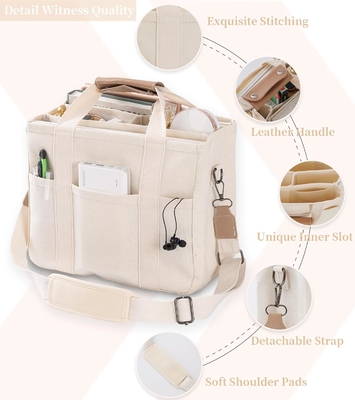 Kadınlar için çoklu cepli kanvas Tote Çanta Crossbody Tote Çanta Moda Omuz El Çantası Herşey Compart ile Tote Çanta