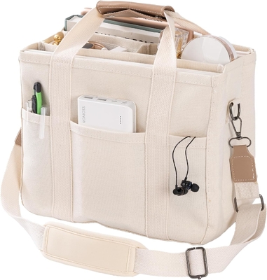 Kadınlar için çoklu cepli kanvas Tote Çanta Crossbody Tote Çanta Moda Omuz El Çantası Herşey Compart ile Tote Çanta