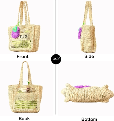 Herald Straw Mesh Beach Tote Bag for Women, Large Summer Lightweight Foldable Woven Shoulder Bags for Travel (Kadınlar için Büyük Yaz Hafif Katlanabilir Dokunmuş Omuz Çantaları)