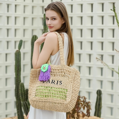 Herald Straw Mesh Beach Tote Bag for Women, Large Summer Lightweight Foldable Woven Shoulder Bags for Travel (Kadınlar için Büyük Yaz Hafif Katlanabilir Dokunmuş Omuz Çantaları)