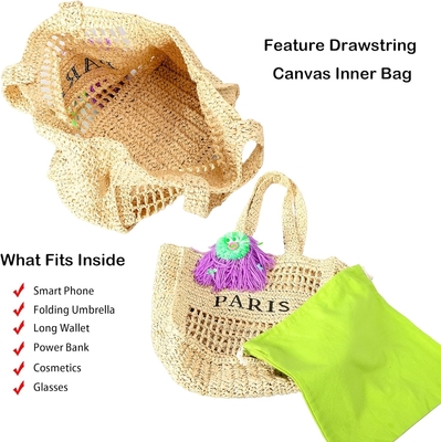 Herald Straw Mesh Beach Tote Bag for Women, Large Summer Lightweight Foldable Woven Shoulder Bags for Travel (Kadınlar için Büyük Yaz Hafif Katlanabilir Dokunmuş Omuz Çantaları)