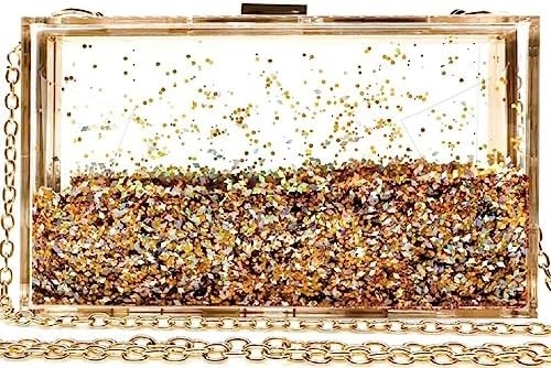 JeVenis Sihirli Şeffaf Sequins Kabuk Çanta Akşam Çantası Parti Balo Gelin