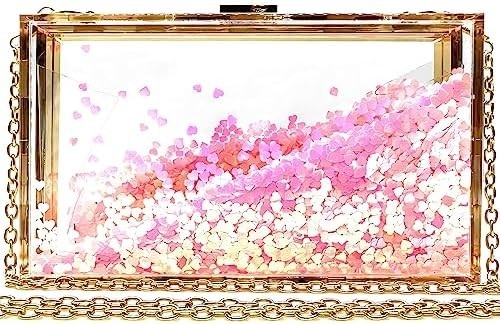 JeVenis Sihirli Şeffaf Sequins Kabuk Çanta Akşam Çantası Parti Balo Gelin