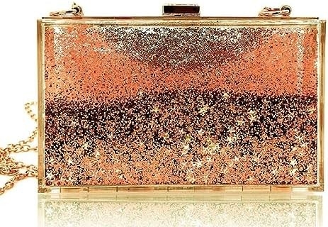 JeVenis Sihirli Şeffaf Sequins Kabuk Çanta Akşam Çantası Parti Balo Gelin