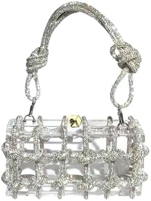 Açık Akrilik Çanta Rhinestone Akrilik Klavye Kristal Gece Çantaları Kadınlar için Glitter El Çantası Düğün Kokteyl Partisi için