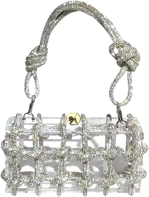 Açık Akrilik Çanta Rhinestone Akrilik Klavye Kristal Gece Çantaları Kadınlar için Glitter El Çantası Düğün Kokteyl Partisi için