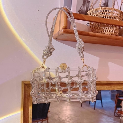 Açık Akrilik Çanta Rhinestone Akrilik Klavye Kristal Gece Çantaları Kadınlar için Glitter El Çantası Düğün Kokteyl Partisi için