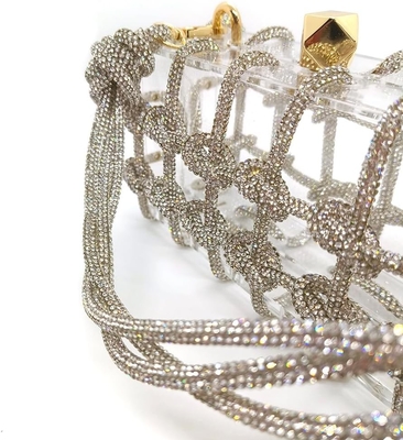 Açık Akrilik Çanta Rhinestone Akrilik Klavye Kristal Gece Çantaları Kadınlar için Glitter El Çantası Düğün Kokteyl Partisi için