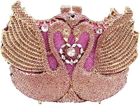 BOUTIQUE DE FGG KADINLAR SWAN CLUTCH Kristal Akşam Çantaları Düğün Partisi Yemek Hanımlar Rhinestone MINAUDIERE Çanta