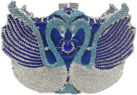 BOUTIQUE DE FGG KADINLAR SWAN CLUTCH Kristal Akşam Çantaları Düğün Partisi Yemek Hanımlar Rhinestone MINAUDIERE Çanta