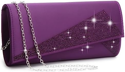 DASEIN Kadın Satin Strass Clutch Akşam Çantaları Parlak Parlak Cüzdan Partiye Çanta Düğün Kokteyl Balo