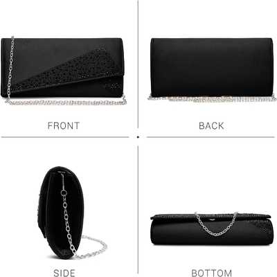 DASEIN Kadın Satin Strass Clutch Akşam Çantaları Parlak Parlak Cüzdan Partiye Çanta Düğün Kokteyl Balo