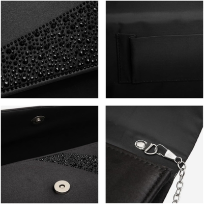 DASEIN Kadın Satin Strass Clutch Akşam Çantaları Parlak Parlak Cüzdan Partiye Çanta Düğün Kokteyl Balo