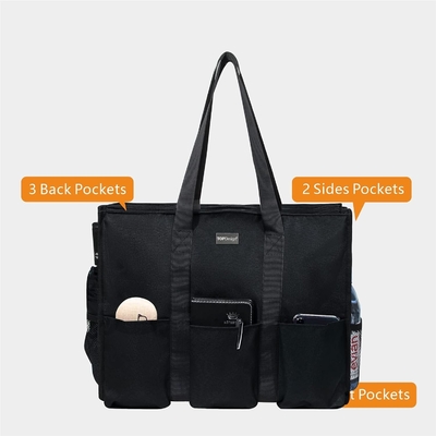 Üst Tasarım İLACE SU DURMAZLI TOTE BAG 13 Dış ve İç Cep, Üst Fermuar Kapama ve Kalın Alt Destek