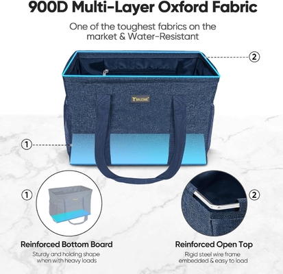 BALEYNE EXTRA LARGE UTILITY TOTE BAG GÖZLENMEK için tel çerçeve ile (MAVİ, 16.5'X14'X10'')