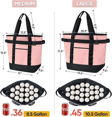 Baleine LARGE 36-CAN COOLER BAGS yalıtılmış, PEVA YUMŞUK COOLER TOTE BAG, yalıtılmış GROCERY BAGS WITH ZIPPERED TOP