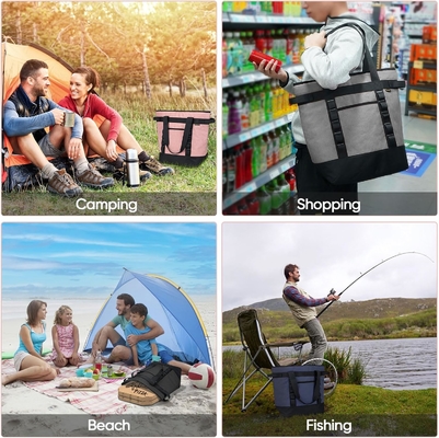 Baleine LARGE 36-CAN COOLER BAGS yalıtılmış, PEVA YUMŞUK COOLER TOTE BAG, yalıtılmış GROCERY BAGS WITH ZIPPERED TOP