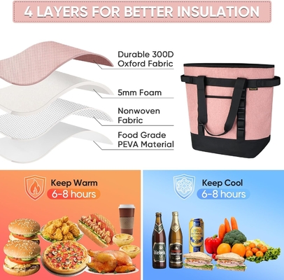 Baleine LARGE 36-CAN COOLER BAGS yalıtılmış, PEVA YUMŞUK COOLER TOTE BAG, yalıtılmış GROCERY BAGS WITH ZIPPERED TOP