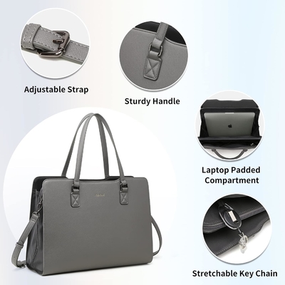 KEYLI 4PC SETLER KADINLAR için LAPTOP ÇANTASI USB şarj portu ile büyük deri LAPTOP BREEFCASE PC OLDER TOTE BAGS PU