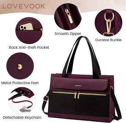 Lovevook KADINLARİN 15.6 inçLaptop TOTE İş Çantası PROFESYONAL deri bilgisayar BREEFCASE Su geçirmez iş