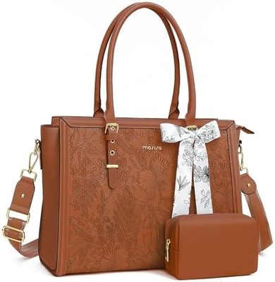 Kadınlar için MOSISO LAPTOP BAG, 17-17.3 inç PU deri TOTE BAG MACBOOK, HP, DELL, ASUS NOTEBOOK ile uyumludur