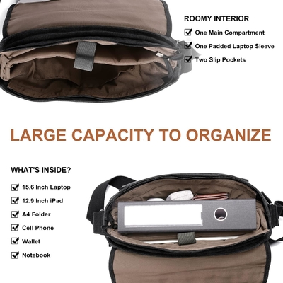STARER MEN MESSENGER BAG 15.6 inç, su geçirmez tuval bilgisayar çantası iş çantası, dizüstü bilgisayar omuz çantası BREEFCASE SATCHEL