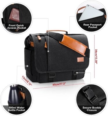 STARER MEN MESSENGER BAG 15.6 inç, su geçirmez tuval bilgisayar çantası iş çantası, dizüstü bilgisayar omuz çantası BREEFCASE SATCHEL