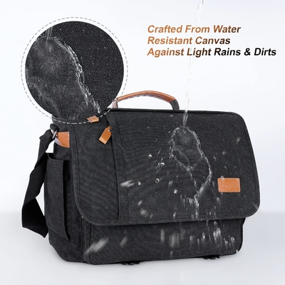 STARER MEN MESSENGER BAG 15.6 inç, su geçirmez tuval bilgisayar çantası iş çantası, dizüstü bilgisayar omuz çantası BREEFCASE SATCHEL