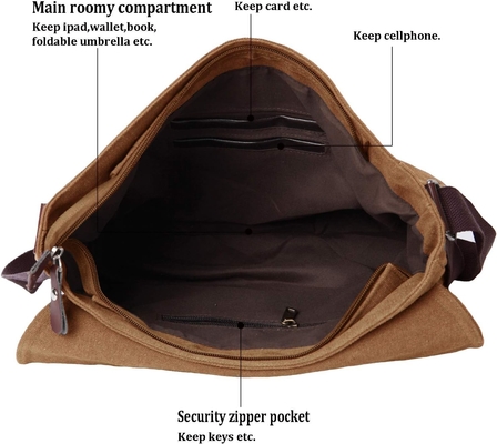 VINTAGE CANVAS SATCHEL MESSENGER BAG Erkekler için Kadınlar için,Gezek omuz çantası 13.5 &quot;Laptop çantaları kitap çantası