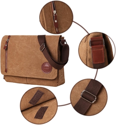 VINTAGE CANVAS SATCHEL MESSENGER BAG Erkekler için Kadınlar için,Gezek omuz çantası 13.5 &quot;Laptop çantaları kitap çantası