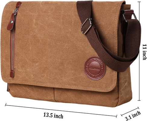 VINTAGE CANVAS SATCHEL MESSENGER BAG Erkekler için Kadınlar için,Gezek omuz çantası 13.5 &quot;Laptop çantaları kitap çantası