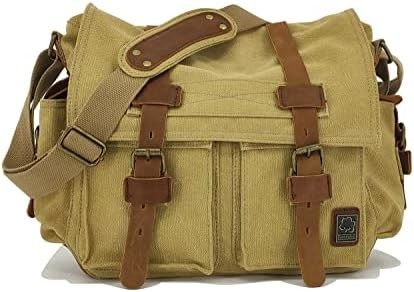 SECHUNK VINTAGE askeri deri kumaşlar laptop çantalar mesajer çantalar orta