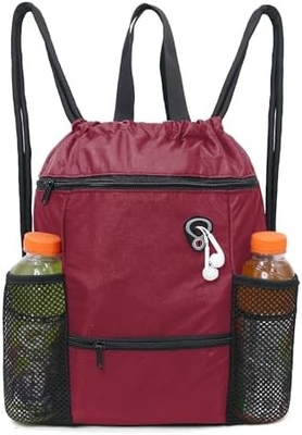 BEEGREEN DRAWSTRING-BACKBACK-GYM-BAG, BÜYÜK SPORTS BAG, STRING BACKBACK CINCH BAG Erkek ve Kadınlar için Kırmızı
