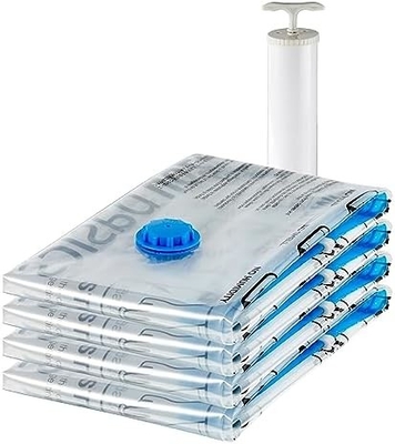 Amazon Basics Vakum Sıkıştırma fermuarlı depolama poşetleri el pompası ile, orta, 5 paket, beyaz, gök mavi