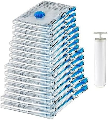 Amazon Basics Vakum Sıkıştırma fermuarlı depolama poşetleri el pompası ile, orta, 5 paket, beyaz, gök mavi