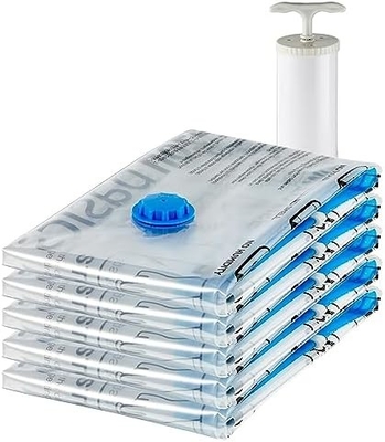 Amazon Basics Vakum Sıkıştırma fermuarlı depolama poşetleri el pompası ile, orta, 5 paket, beyaz, gök mavi