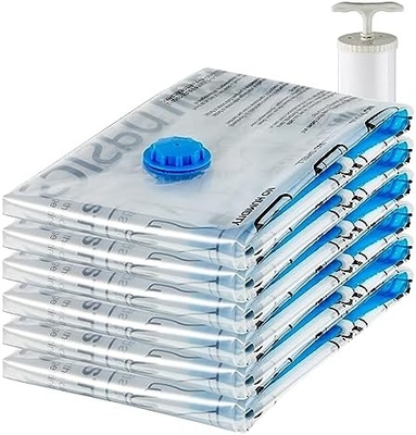 Amazon Basics Vakum Sıkıştırma fermuarlı depolama poşetleri el pompası ile, orta, 5 paket, beyaz, gök mavi