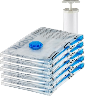 Amazon Basics Vakum Sıkıştırma fermuarlı depolama poşetleri el pompası ile, orta, 5 paket, beyaz, gök mavi