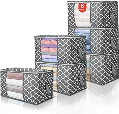 90L büyük depolama çantası, 6 paket giysi depolama kutuları katlanabilir dolap düzenleyicileri güçlendirilmiş kolu olan depolama kapları