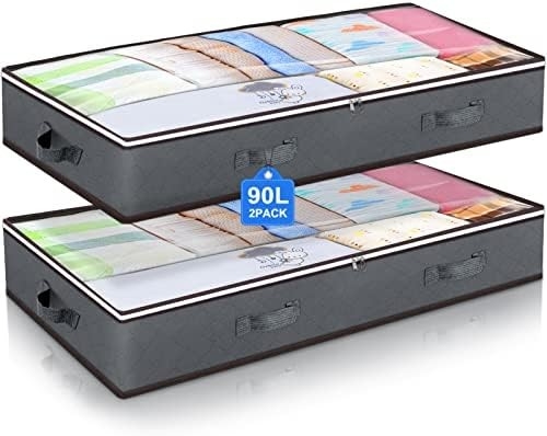 Budding Joy 90L Yatak altı depolama konteynerleri, dolap düzenleyicileri ve depolama kutuları, için katlanabilir yatak altı depolama torbaları