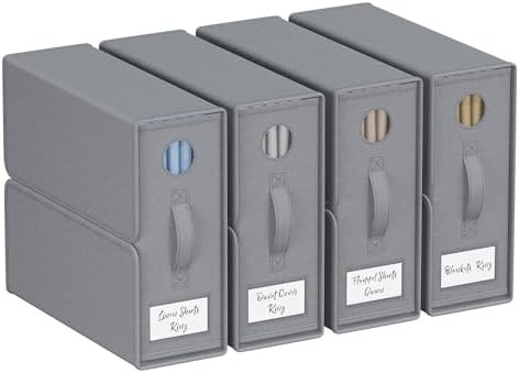 Çarşaf Organizatörleri ve Depolama, 4 Paket, Kraliçe/Kral Boyutu (Gri), Çarşaf Organizatörü, Çarşaflar İçin Kumaş Depolama Kutusu,