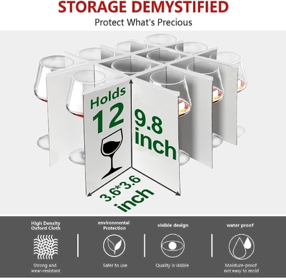 HOMYFORT Şarap camı STEMWARE depolama çantaları, CHINA depolama konteynerleri bölücüler ile kutu 12 kristal cam için sert kabuk
