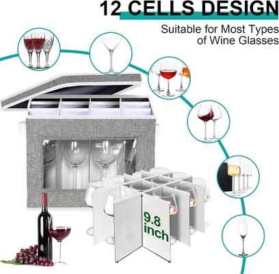 HOMYFORT Şarap camı STEMWARE depolama çantaları, CHINA depolama konteynerleri bölücüler ile kutu 12 kristal cam için sert kabuk